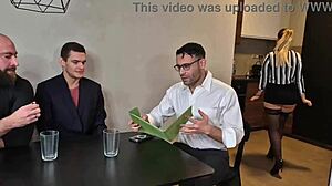 secretary jennifer mendez in wet 3on1 gangbang with gagging and squirting