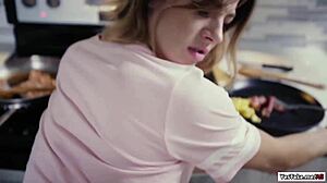 evelin gets doggystyled hard in the kitchen with monster cock