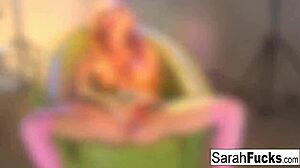 In This Solo Scene, Busty Babe Sarah Dresses Up In Sexy Outfits And Masturbates Her Pussy Passionately