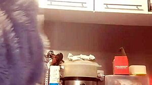 Redhead Girlfriend Uses Dildo on Countertop Solo