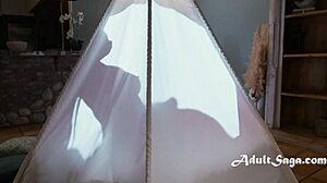 Busty Ebony Teen Rides Stepdad In Tent While Stepmom Naps