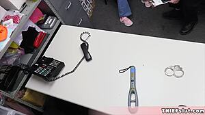 extra cute blonde shoplifter punished hard in garage