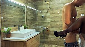 is hot myredfoxgirl cheating on her husband in the bathroom?