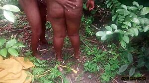 Ebony Skinny Babe Gets Huge Blowbang from Muscular Black Bodybuilders!