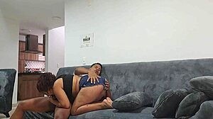 stepsister says, 'what a tight and delicious pussy' during spanking.