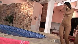 I can't believe this brunette Brazilian MILF takes a big dick in her asshole so well