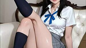 Hey, watch this Japanese schoolgirl squirt from slow arousal