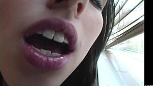 brunette teen slut gives jerk off instructions