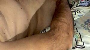 mature handjob on big cock leads to cum swapping at night