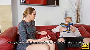 Tutor4k Fellow Stretches Attractive Russian Tutor Instead Of Physics Lesson