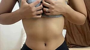 Incredible petite teen masturbates her horny pussy in homemade solo session