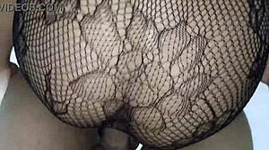 my cuckold rimming my ass and fucking me while wearing the same bodystocking