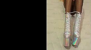 Total silver and fishnet pantyhose