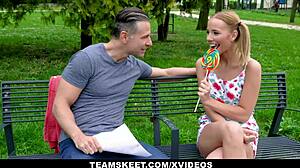 Skinny teen with braces rides big cock hard, innocence meets lust.