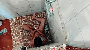 French Brunette Amateur Takes Shower Voyeuristically