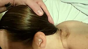 sexy wife teases husband with blowjob then he bends her over bed and cums on ass