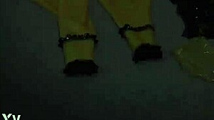 Self-Bondage In Latex Catsuit With Gas Mask