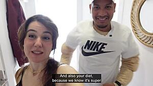 Reporter sweats during intense athletic workout and fucking in full movie storyline.