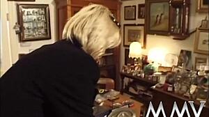 Pierced blonde milf takes hard black anal pounding