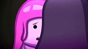 Princess Bubblegum engages in threesome with futanari, getting blowjob and cum on big tits