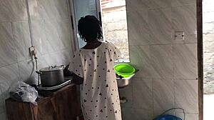 kitchen freestyle sex with sexy ebony maid 😍