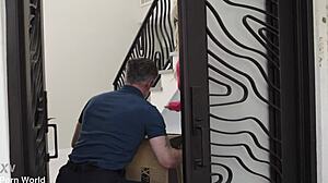 rich bitch bridgette b gets her hairless pussy and ass slammed hard by delivery guy!