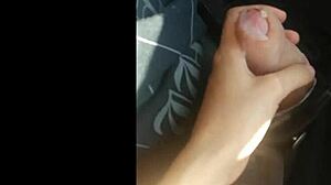 hot babe gives handjob in moving car