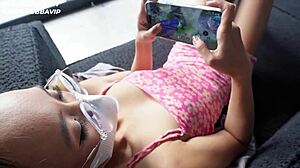 fucking my asian step sis while she ignores me playing mobile game