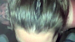 Sunburned girl gives deepthroat blowjob