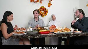 muslimtabu - thanksgiving dinner with hijab girlfriend nadia white 😋