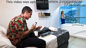 Homemade Maid Sucks Him Sloppily, Licks Balls, Gets Facial