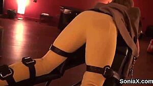 Cheating british mature lady sonia teases with her massive hooters in lingerie