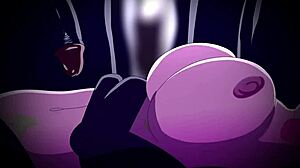 Princess Bubblegum engages in threesome with futanari, getting blowjob and cum on big tits