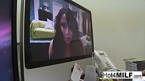 big titted brunette sucks and fucks til she gets cum