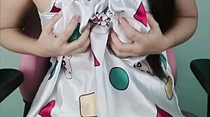 ninew thai girl plays with pussy in uniform costume