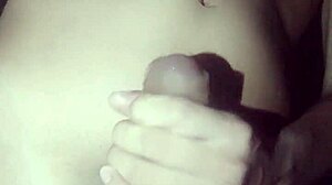 A man practices masturbation, stroking his monster cock passionately in the room