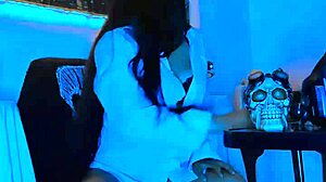 Wonderful Blue Masturbates Live with Big Dildo!