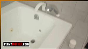 PervyMother com reveals dad's new girl catching stepson in bathroom act