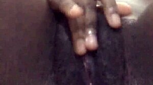 Small Tit Ebony Teases with Solo Pussy Masturbation and Big Lips