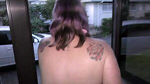 trashy kiwi milf receives attention from her master in the front driveway