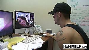 big titted brunette sucks and fucks til she gets cum