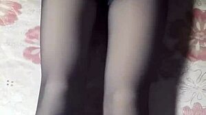 Asian Ladyboy Jerks Off In Pantyhose