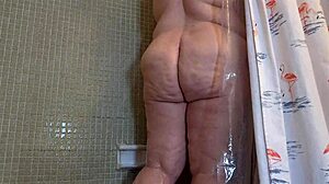 Big Juicy Fat Ass BBW Milf Showers, Flashing Huge Pussy Lips