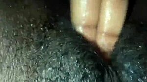 Small Tit Ebony Teases with Solo Pussy Masturbation and Big Lips