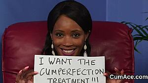 slutty hottie gets cumshot on her face swallowing all the semen