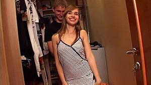 i'm paul with katarinka, choosing dresses in this free college dorm video