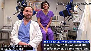 Oh no, I got caught as the student with glasses and tattoos, she says while getting deepthroat face fucked and doggystyle pounded in latex gloves.