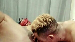 Shaved pussy and cock in close-up action