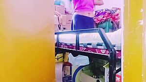 Desi housewife fucks store keeper with dirty talk in Telugu, so intense and unfortunate!