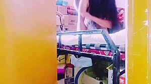 Desi housewife fucks store keeper with dirty talk in Telugu, so intense and unfortunate!